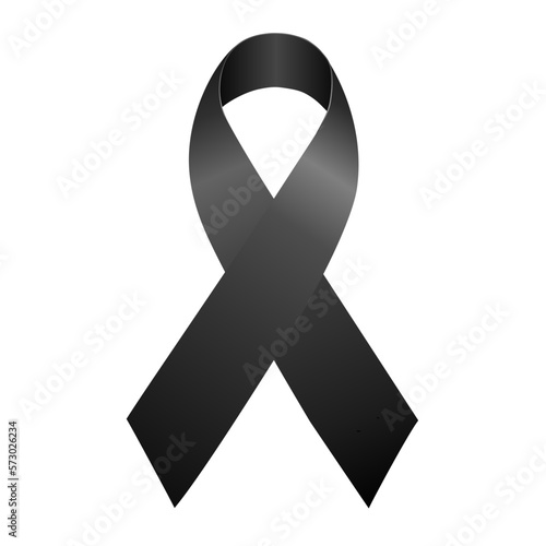 black ribbon. symbolizes sorrow or mourning