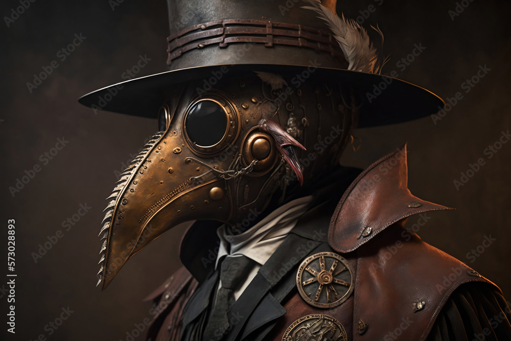 Mysterious Masked Man Plague Doctor, with Bird Mask and Hat. Steampunk ...