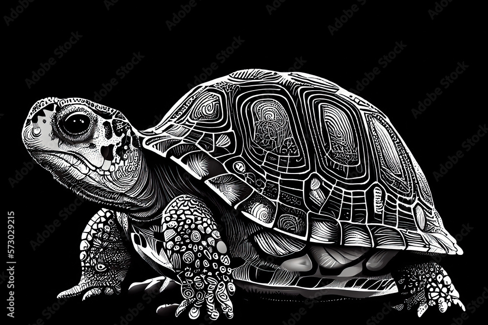Fototapeta premium Black and white tortoise, Generative AI