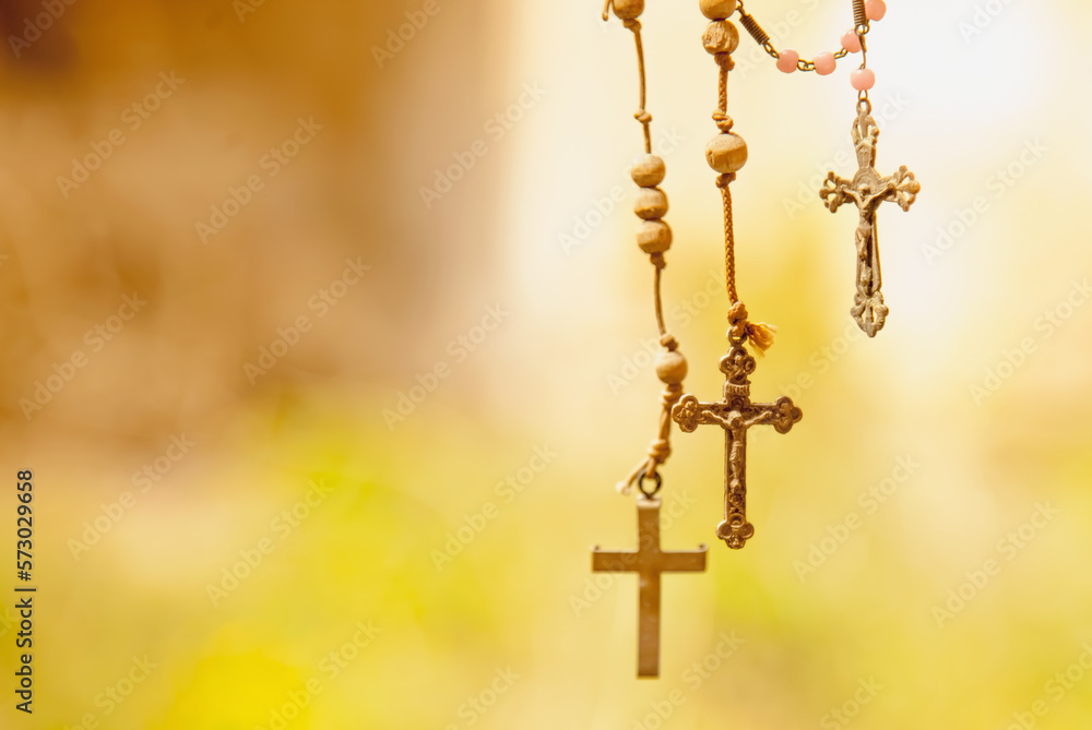 Very old destroyed rosaries as a symbol of salvation and eternal life of human soul. Copy space. Very old destroyed rosaries as a symbol of salvation and eternal life of human soul. Copy space.
