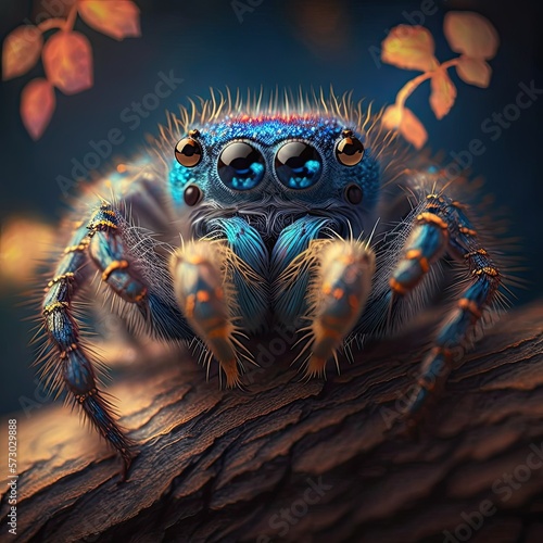 Colourful Peacock spider, generative AI © Luise