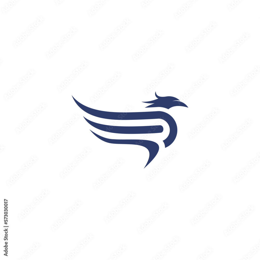 Fototapeta premium Phoenix flying fire bird vector abstract logo icon design template 