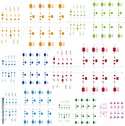 Electric wiring diagram for power transformers