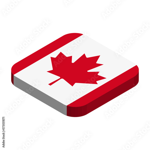Canada flag - 3D isometric square flag with rounded corners.