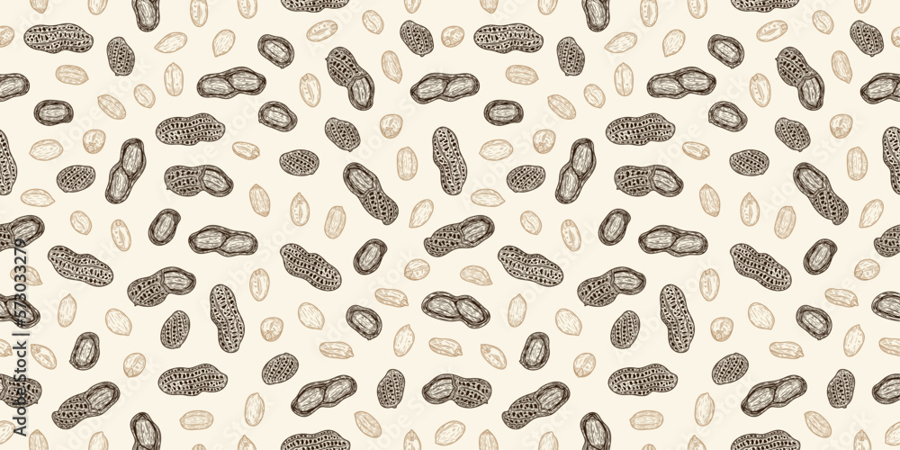 Vector peanut shells and seeds seamless pattern Vector peanut shells and seeds seamless pattern
