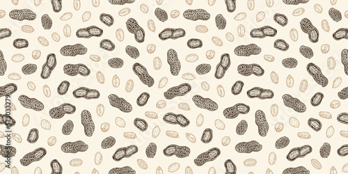 Vector peanut shells and seeds seamless pattern