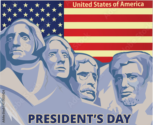 Happy Presidents Day card with Rushmore four presidents