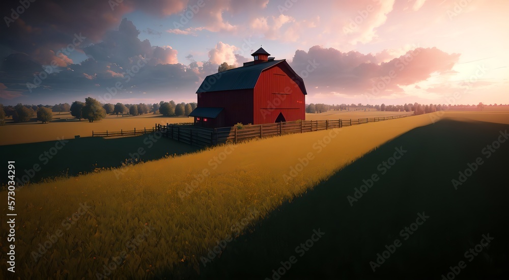 Old wooden red barn [AI Generated]