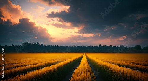 Golden wheat field landscape [AI Generated]