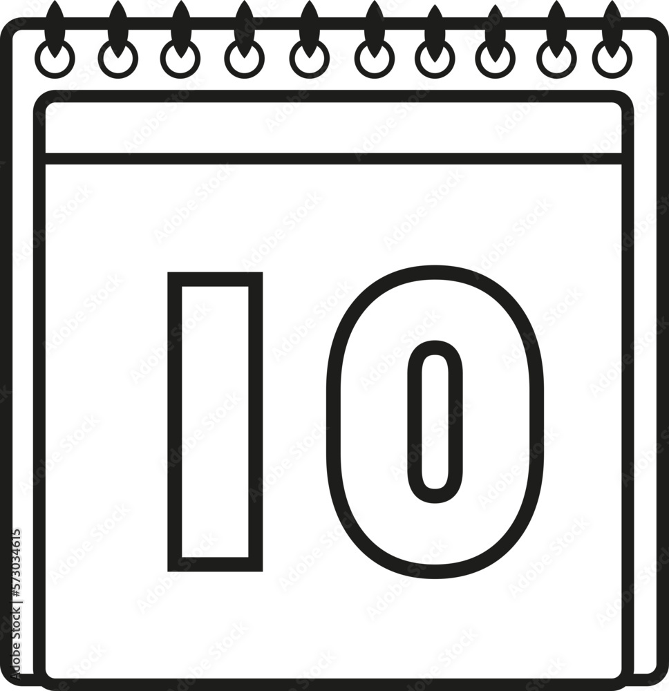 CALENDAR ICON WITH DATE DAY TEN CALENDAR ICON WITH DATE DAY TEN