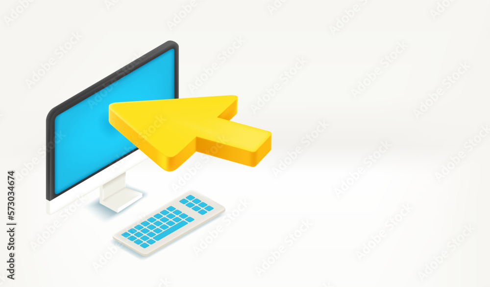 Using modern computer. 3d vector illustration Using modern computer. 3d vector illustration