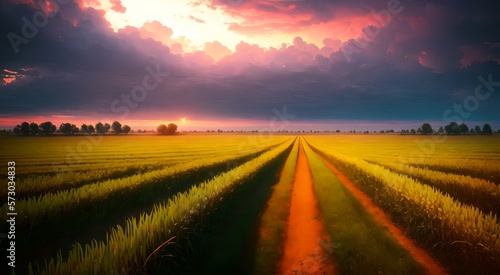 Golden wheat field landscape [AI Generated]