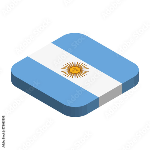 Argentina flag - 3D isometric square flag with rounded corners.