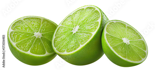 Fresh delicious limes cut out. Based on Generative AI