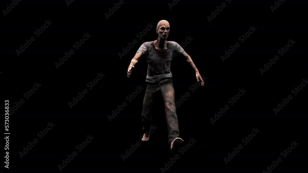 Realistic Zombie Loop 3D Animation With Alpha Video Realistic Zombie Loop 3D Animation With Alpha Video