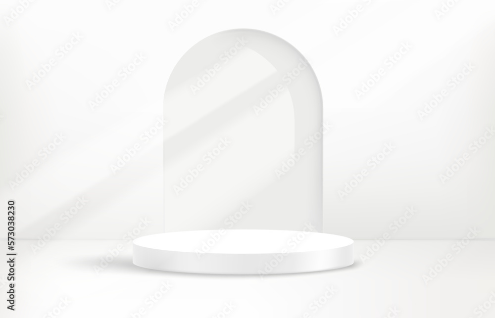 illuminated empty bright interior with podium. Design template. 3d vector background illuminated empty bright interior with podium. Design template. 3d vector background