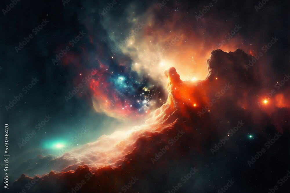 Fototapeta premium Space galaxy background illustration. Generated by AI