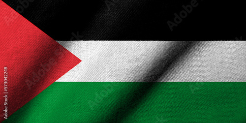 3D Flag of Palestine waving