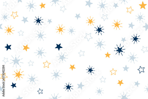 Stars childish vector seamless pattern graphic design. New Year gift wrapping pattern.