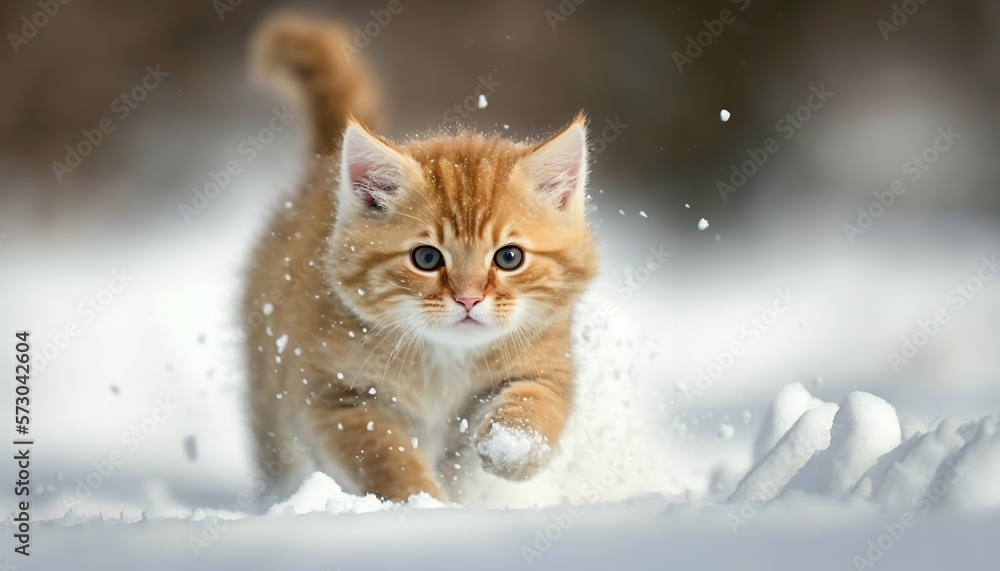 cat on snow