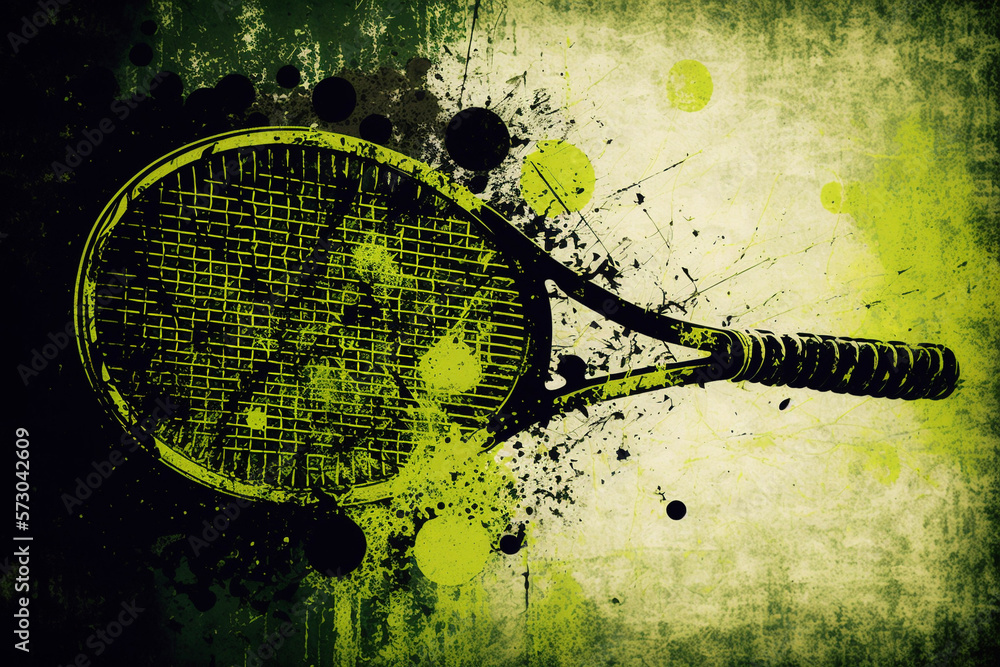 Tennis Racket With Splatter Vector Grunge Tennis Background Green Splatter Texture Generative AI Stock ...