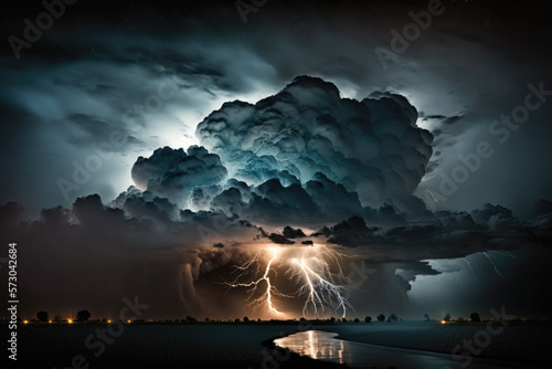 Obraz na płótnie Lightning in the night. Generative AI w salonie