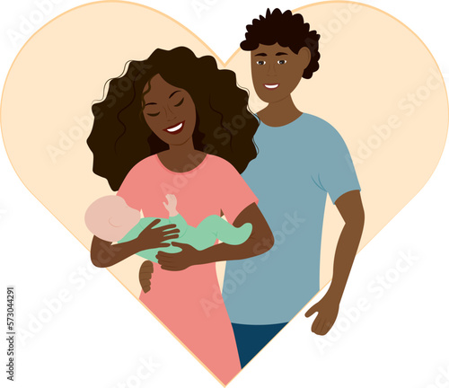 Father embracing mother with adopted child