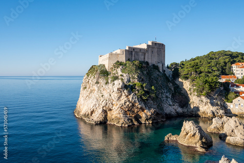 Wonderul, stone, medieval walls of Dubrovnik, Croatia, one of the most known tourist destinations, made popular by famous TV show with knights and dragons