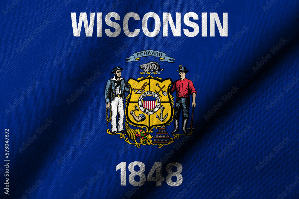 Fototapeta premium 3D Flag of Wisconsin waving