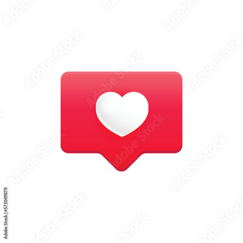 Likes notification chat bubble for social networks. Heart. Vector illustration.