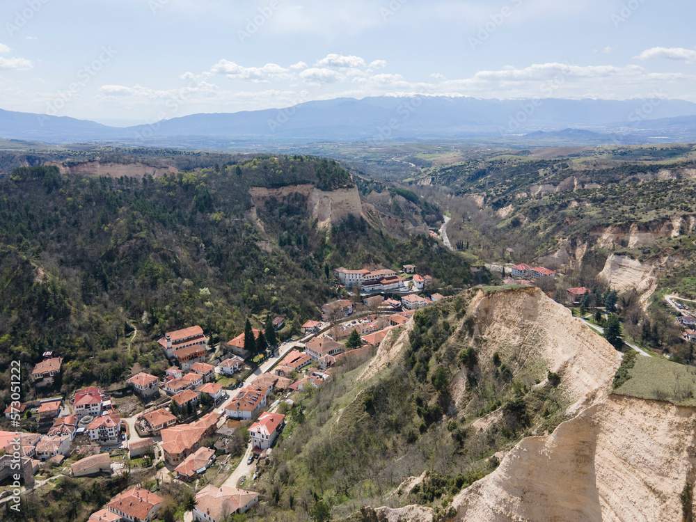 Aerial view of historical town of Melnik, Bulgaria