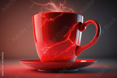 Invigorating red cup of coffee to energize you concept created with Generative AI technology.