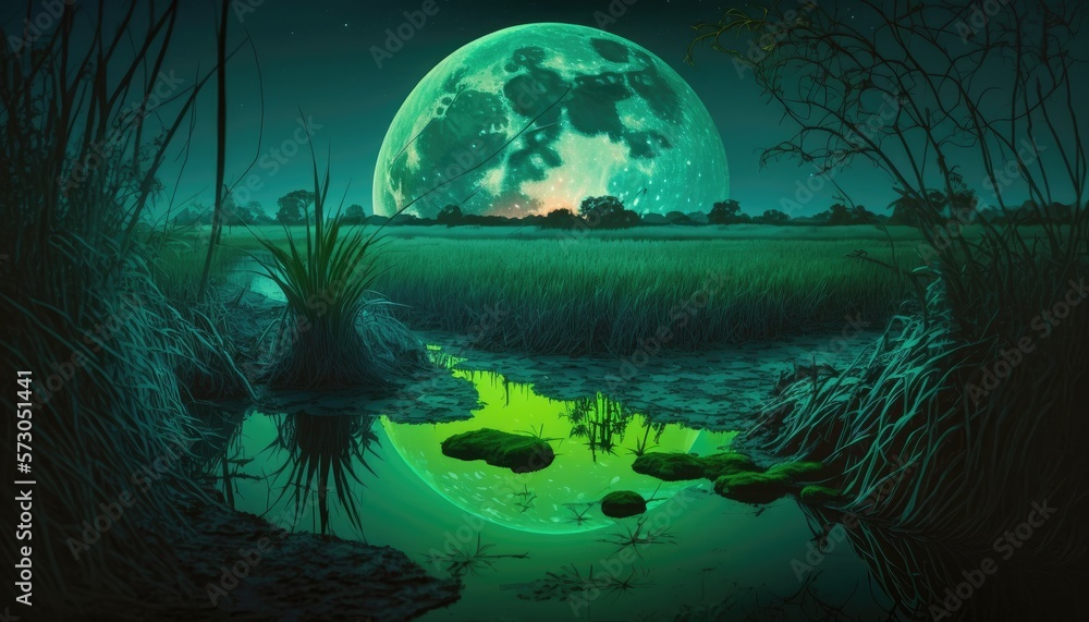 Moonscape in a swamp.