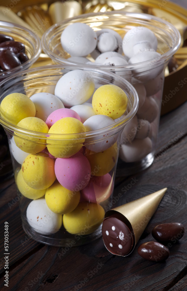 Fotografie chocolate candies with multi-colored glaze close-up