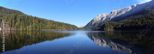 Tranquil lake in a winter mountain valley