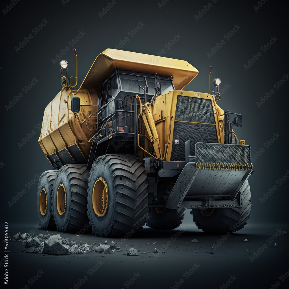 Fototapeta premium Mighty Machines: Isolated Heavy Construction Machinery Concept. Generative AI