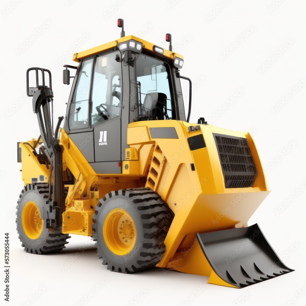 Mighty Machines: Isolated Heavy Construction Machinery Concept. Generative AI