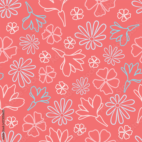 Vector orange flowers seamless pattern background. Perfect for fabric  scrapbooking  wallpaper projects.
