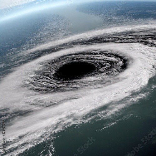 satellite image of a hurricane, spiral, cloud cover, fire, fantasy, generated in AI