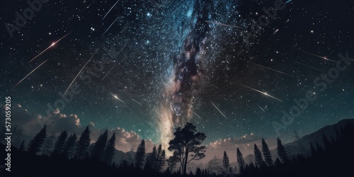 Milky Way Night Sky Landscape, generative AI