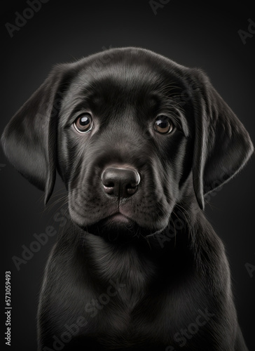 portrait of a black labrador puppy, art illustration  © vvalentine