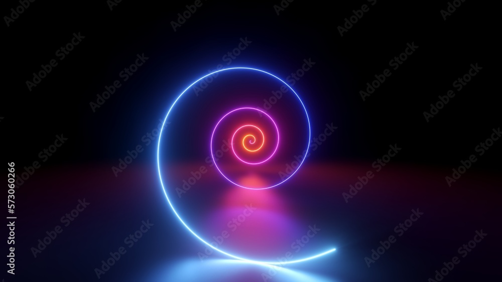 3d render, abstract geometric background, neon spiral line glowing in the dark. Simple helix. Minimalist wallpaper 3d render, abstract geometric background, neon spiral line glowing in the dark. Simple helix. Minimalist wallpaper
