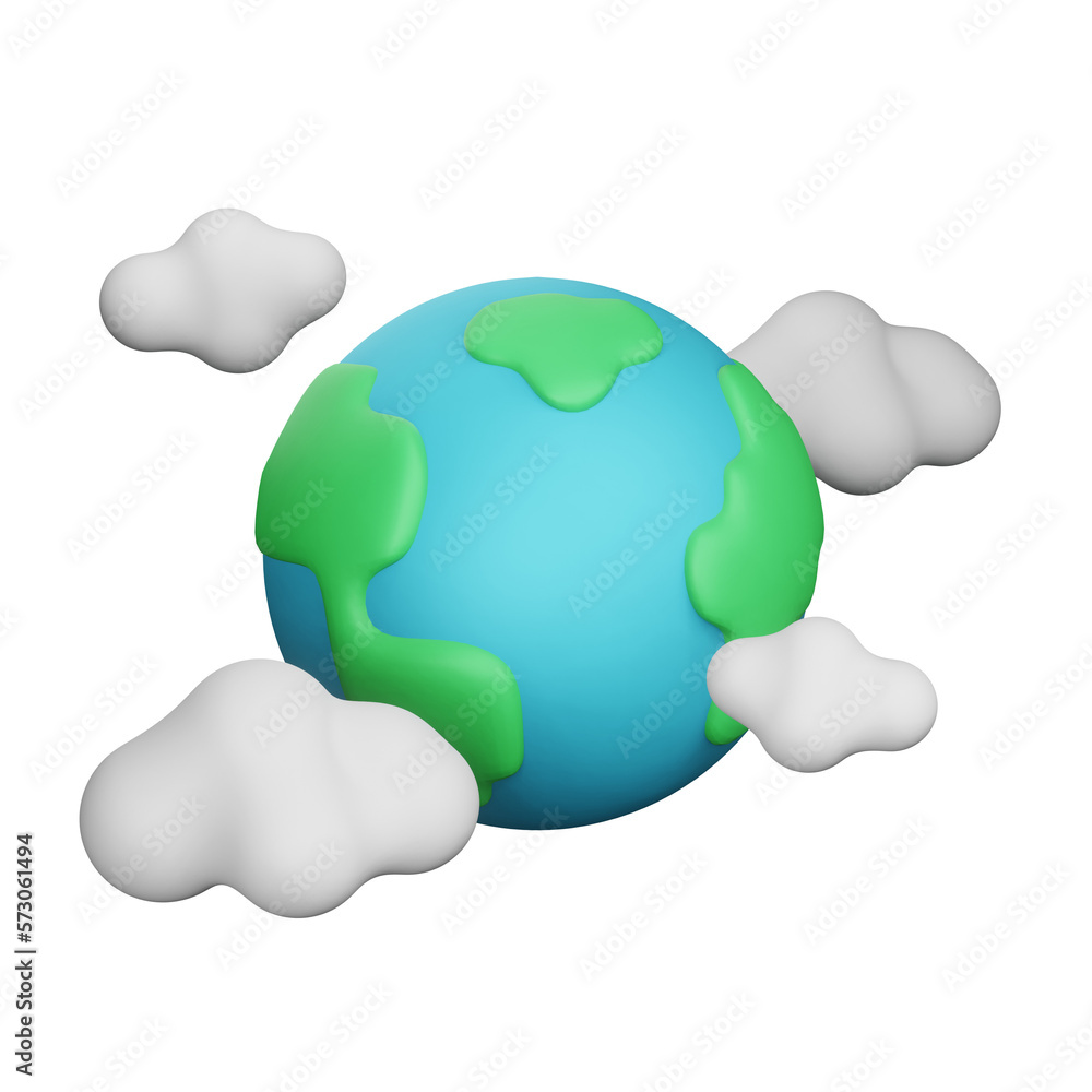 earth with cloud 3d render icon illustration earth with cloud 3d render icon illustration