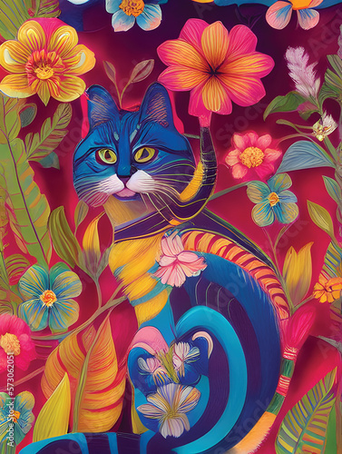 cat in the garden generative ai © Patricia