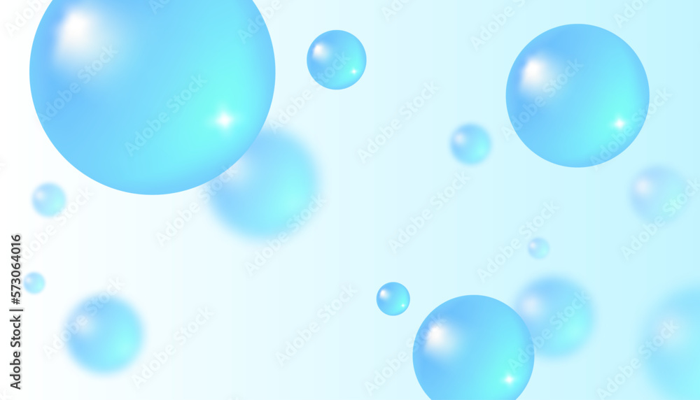 Vector abstract background with water bubbles. Trendy vector background in realistic style.