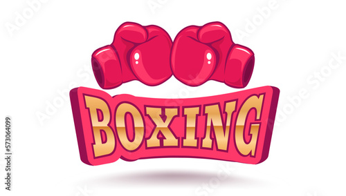 Vector vintage emblem for boxing with gloves. Emblem for boxing.