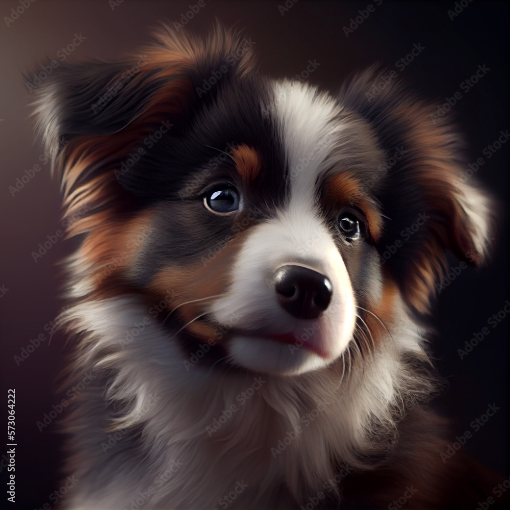 Puppy Australian Shepherd Dog - Generative AI Puppy Australian Shepherd Dog - Generative AI