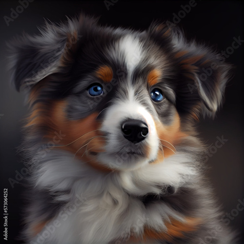 Puppy Australian Shepherd Dog - Generative AI © Frans