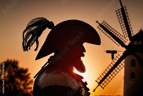 . The Romanticized View of Don Quixote de la Mancha Generative AI photo