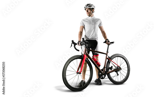 Fototapeta Naklejka Na Ścianę i Meble -  Athlete cyclists in silhouettes on transparent background. Road cyclist.